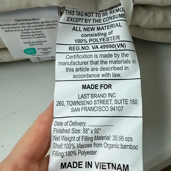 NWT QUINCE Bamboo Dream Quilt Full/Queen Sand 6419 - Picture 9 of 10